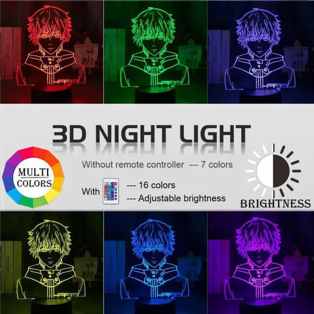 Alt view image 2 of 5 - 3D Led Night Light Tokyo Ghoul Ken Kaneki Face Nightlight for Reading Room Decor Light Anime Gift for Birthday Table Lamp Usb