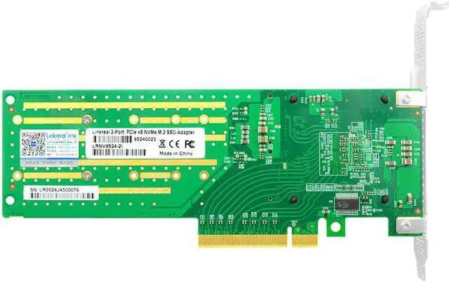 Alt view image 2 of 4 - Dual PCIe x8 M.2 NVMe SSD Adapter Card