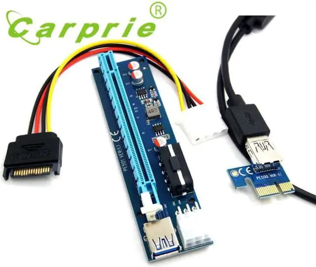 Alt view image 2 of 5 - PCI-E Express 1x To 16x Extender Riser Card Adapter SATA 6Pin Cable_KXL0623