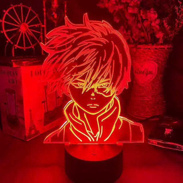 Alt view image 5 of 5 - My Hero Academia Shoto Todoroki Figure 3D Led Night Light Lamp for Kids Child Boys Bedroom Decor Acrylic Table Lamp Gift