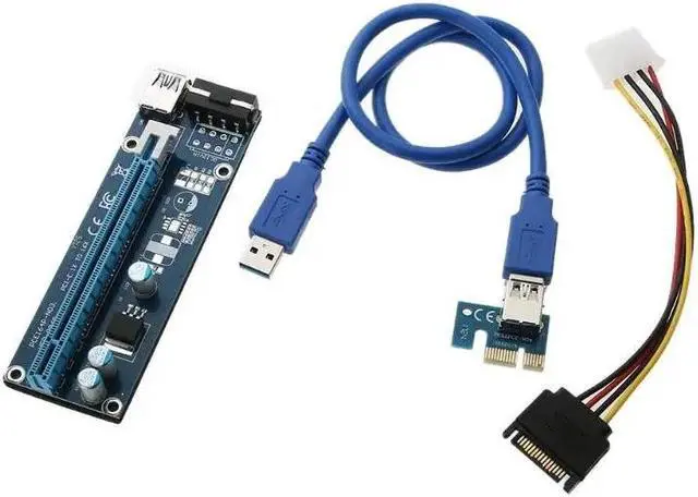 Main image of USB 3.0 PCI-E Riser card PCIE Express 1X 4x 8x 16x Extender Riser Adapter Card SATA 15pin to 4 pin molex Power Cable