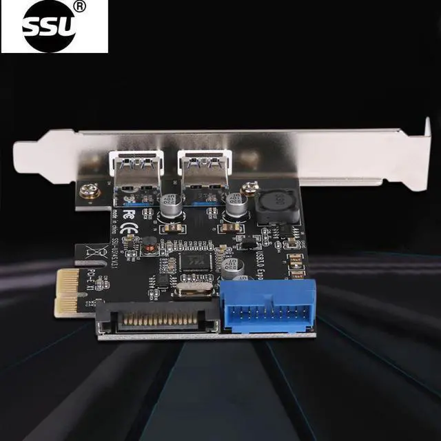 Alt view image 5 of 5 - SSU 2 Port USB 3.0 PCI-e x1 Expansion Card PCI Express Adapter for Desktop dropship