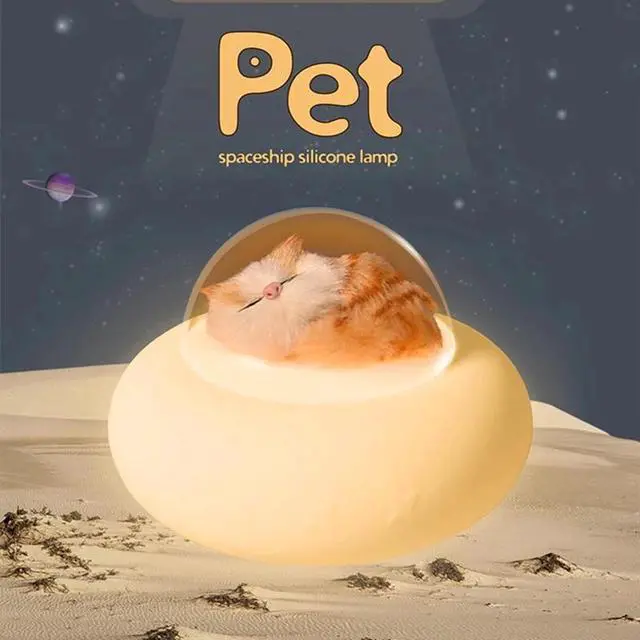 Main image of Cartoon UFO Night Light Pet Spaceship Colorful Lamp Soft Silicone Bedroom Décor for Children Baby Kids Toy Gif USB Charging