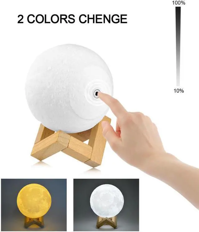 Alt view image 3 of 5 - Sensor Light Bedside Lamp USB 3D Print Moon Lamp Lights Bedroom Romantic 2 color Table Lamps for Home Table lamp decor