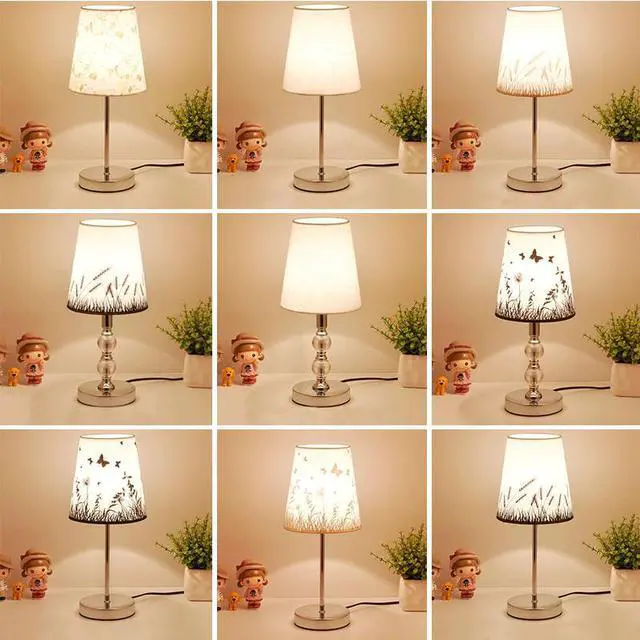 Main image of Table Lamp Crystal Bedside Lamp Nordic Mini LED Desk Lamp For Bedroom Living Room Baby Room Bookcase Flaxen Fabric E27 EU Plug