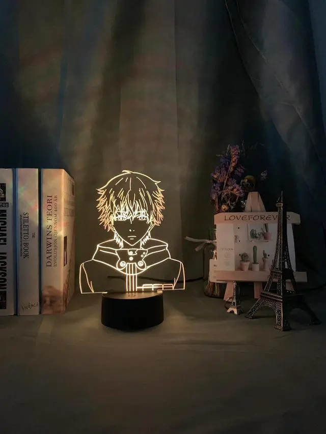 Alt view image 4 of 5 - 3D Led Night Light Tokyo Ghoul Ken Kaneki Face Nightlight for Reading Room Decor Light Anime Gift for Birthday Table Lamp Usb