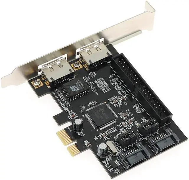 Alt view image 5 of 5 - 2 port SATA IDE PCI e Adapter Card PCI e to SATA IDE eSATA x2 Combo Adapter Converter RAID Controller Card Chip JMB363