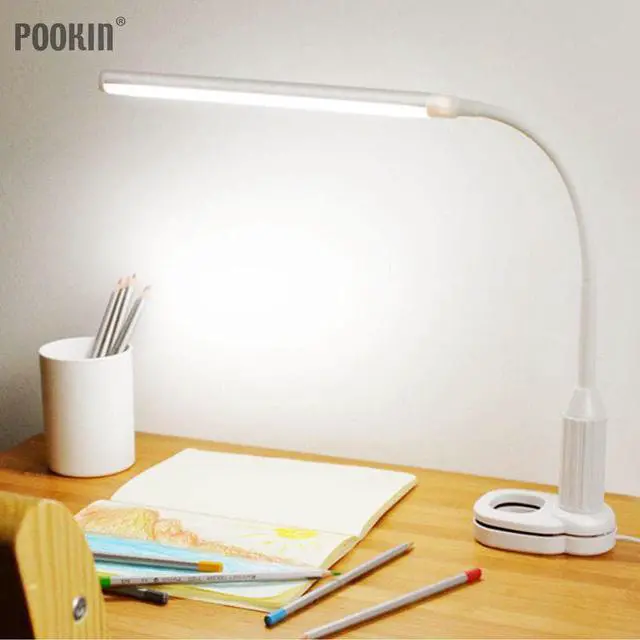 Alt view image 2 of 5 - Powered Touch Switch Sensor Control Table Lamp Eye Protect LED Desk Lamp Brightness Adjustable Flexible Clamp Clip Lamp