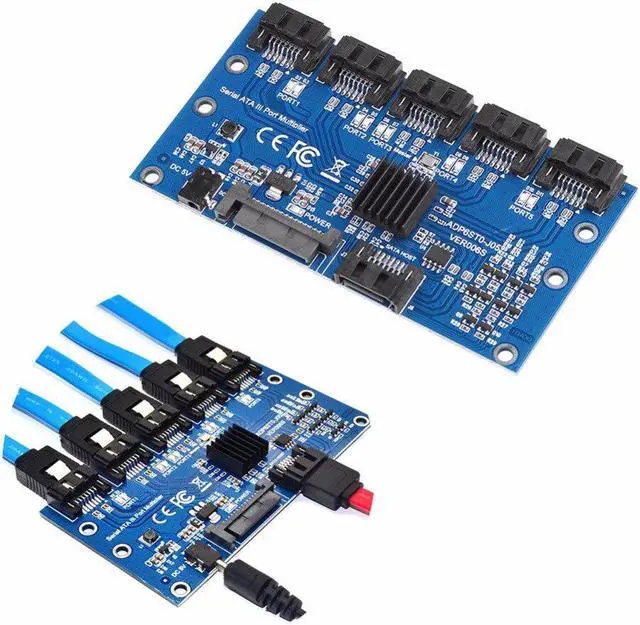 Alt view image 2 of 5 - Expansion Card 1 to 5 Port 3.0 Controller Card Motherboard 6Gbps Multiplier  Port Riser Adapter for HDD Computer