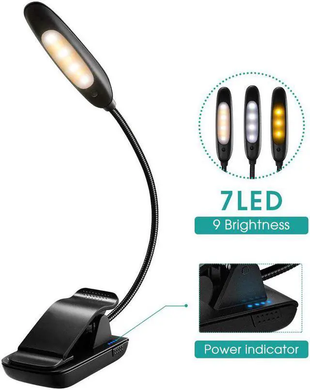 Alt view image 4 of 5 - 7LED 360 Degree ABS Wire Charging Smooth Adjustable Light Table Desk Lamp No Flicker Readig Dimmer Clip-on Eye Protection