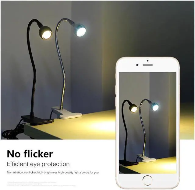 Alt view image 2 of 5 - Power Clip Holder LED Book Light Desk Lamp 1W Flexible LED Reading Book Lamp Switch On/Off Table Lamp for Bedroom Study Room