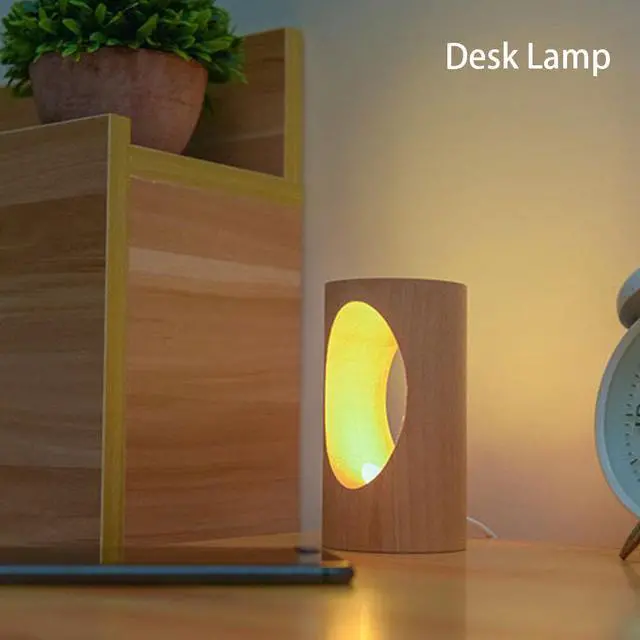Alt view image 5 of 5 - LED Bedside Night Light Eye-protection Flicker-Free Study Home Decor Wood Desk Lamp USB Gift Dormitory Minimalist