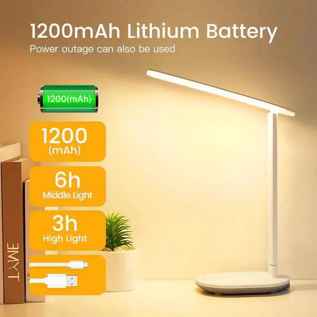 Alt view image 3 of 5 - Dimmable Desk Reading Light Foldable Rotatable Touch Switch LED Table Lamp USB Charger RechargeableBattery Night Lamp