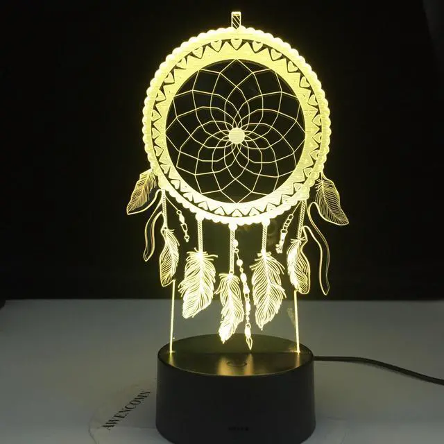 Alt view image 7 of 7 - Valentine Wind Chimes Table Lamp Switch Dream Catcher 3D Touch Night Light Bedroom Party Desk Decor Lamp Girls Birthday Gift