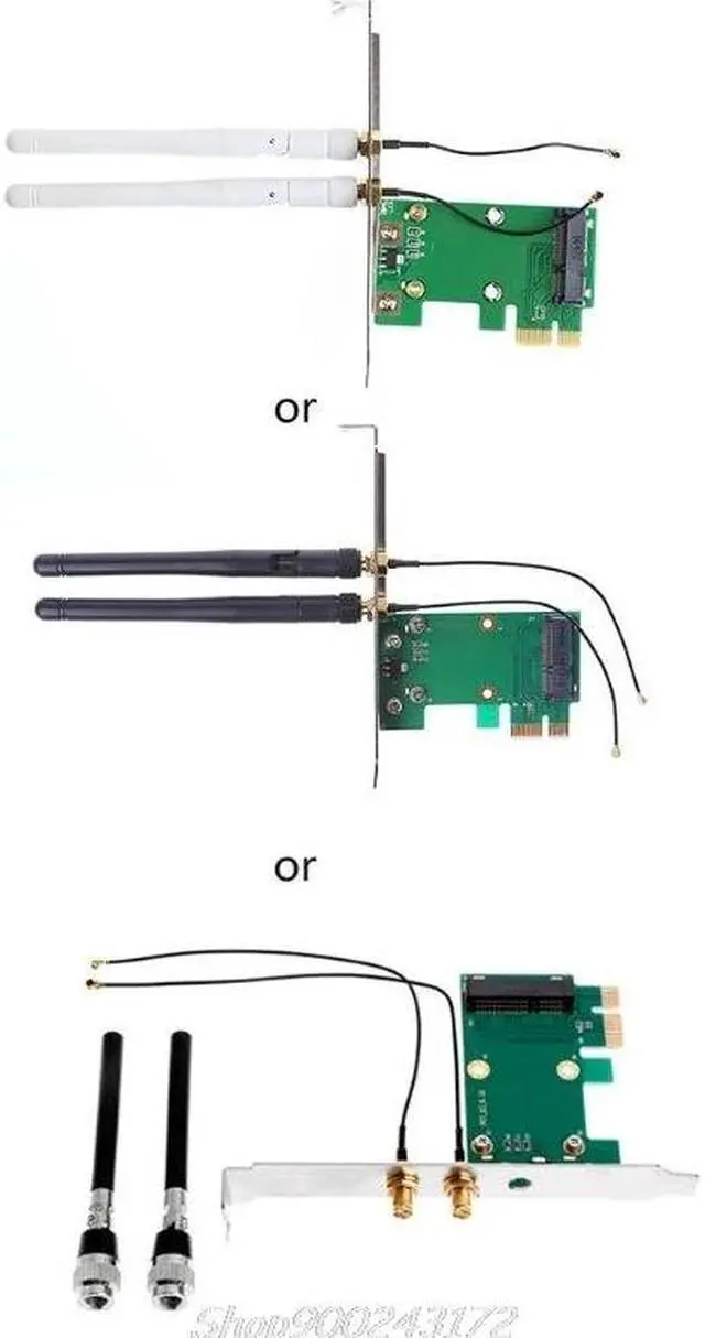 Alt view image 4 of 5 - PCI-E to PCI-E 1X Desktop Adapter Convertor with Two Antennas for Wireless Wifi Network Card Jy21 20 Dropship