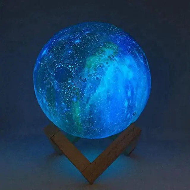 Alt view image 2 of 5 - Galaxy Lamp 16 Colors Bedside Moon Lamp Kids Night Light LED 3D Ball Light USB Rechargeable Gift for Baby Girls Boys Birthday