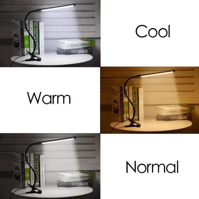 Alt view image 3 of 5 - 8W LED Clip on Desk Lamp with 3 Modes 2M Cable Dimmer 10 Levels Clamp Table Lamp
