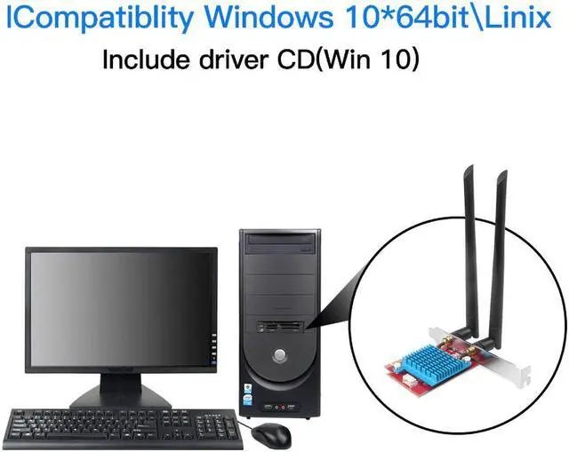 Alt view image 2 of 5 - 6 AX200 Pro Wireless Adapter Dual Band 2.4Gbps PCIe Wifi Card AX200 Gigabit Network Card 802.11AX Bluetooth 5.0