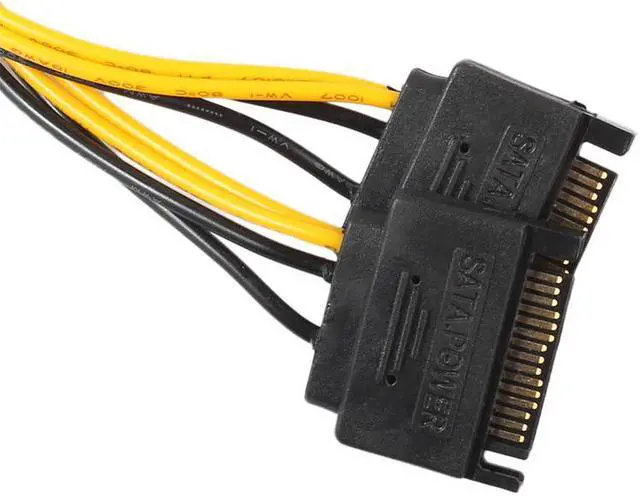 Alt view image 3 of 4 - 15Pin SATA Male To 8pin(6+2) PCI-E Male Video Card Power Supply usb sata cable usb riser card rj45 connector dvi-d vga dual psu