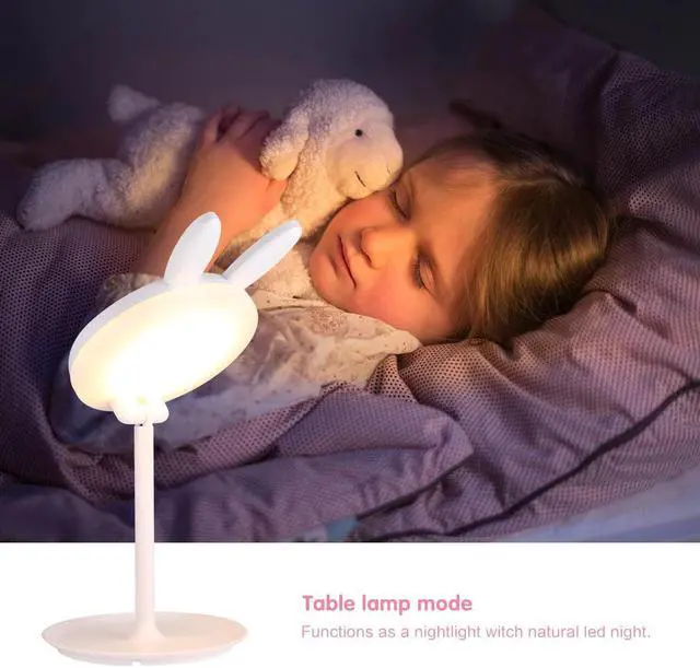 Alt view image 2 of 5 - Intelligent Touch Switch LED Light Rabbit Shaped Makeup Cosmetic Mirror Storage Table Lamp Built-in Battery Drop Shipping