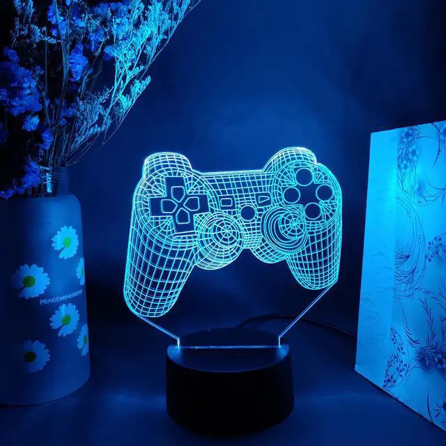 Alt view image 3 of 5 - 3D Vision Lamp Cool Gift for Game Fans Console Handle Image 7 Color Changing Touch Sensor Night Lamp for Bedroom Decoration