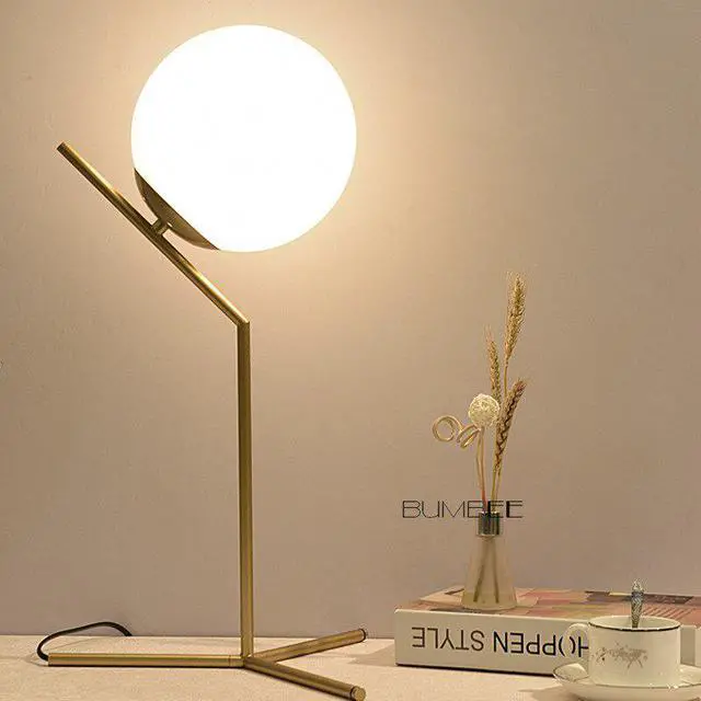 Alt view image 2 of 5 - Glass Round Ball Decorative Table Lamp Bedroom Bedside Lamp Desk Lights Modern Minimalist Library Hotel Room Lamp