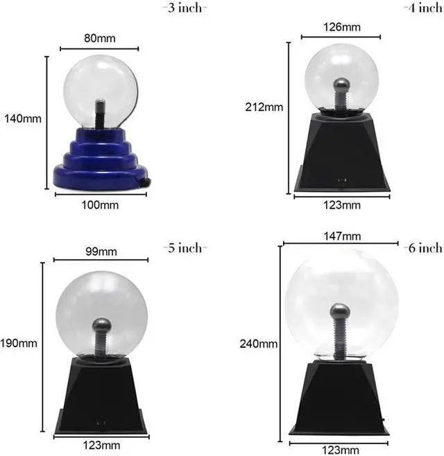 Alt view image 7 of 7 - Lighting Magic Plasma Ball Lamp 3/4/5/6 Inch Night Light Lava Lamp Christmas Kids Gift Glass Lamp Decor Table Lights