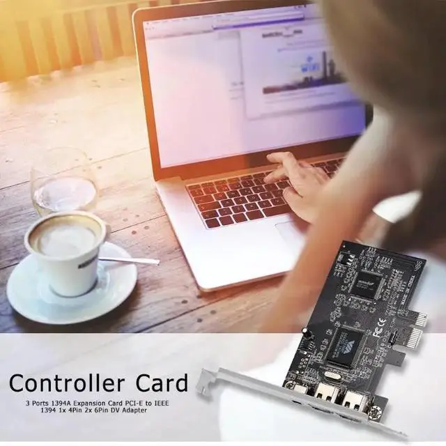 Alt view image 5 of 5 - 3 Ports 1394A Expansion Card PCI-E 1X to IEEE 1394 DV Video Adapter 1x 4Pin 2x 6Pin Controller for Desktop PC