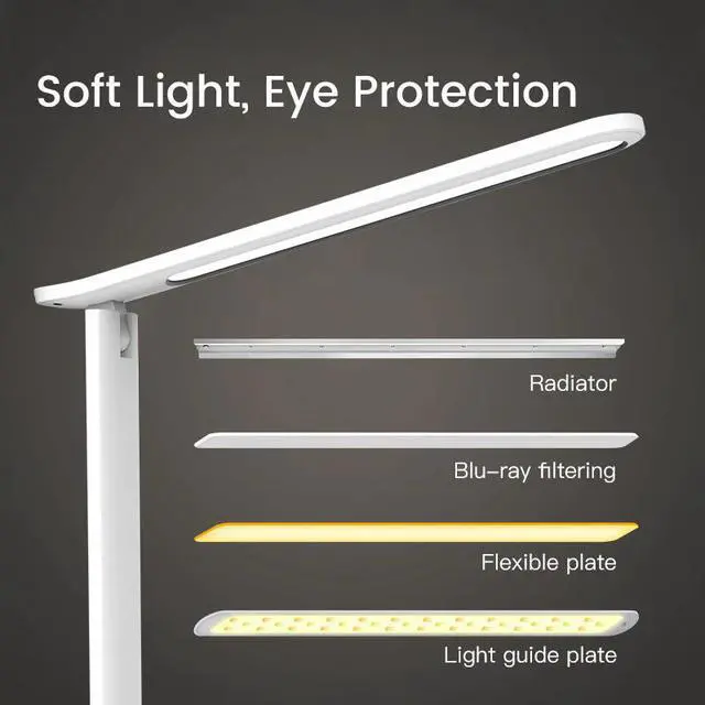 Alt view image 5 of 5 - Dimmable Desk Reading Light Foldable Rotatable Touch Switch LED Table Lamp USB Charger RechargeableBattery Night Lamp