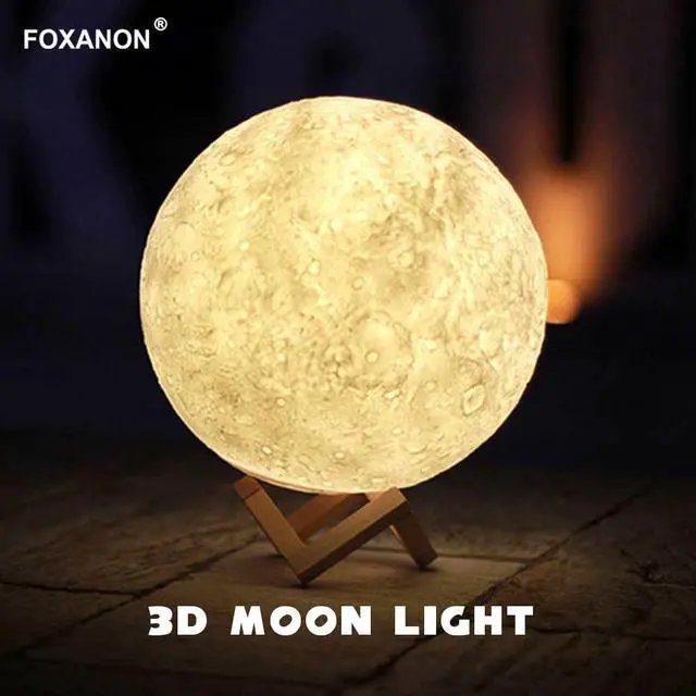 Alt view image 6 of 7 - 3D Magical Moon LED Moonlight Desk Lamp USB Rechargeable 16 Color Change Touch Switch Bedside Lamp Christmas Baby Gift