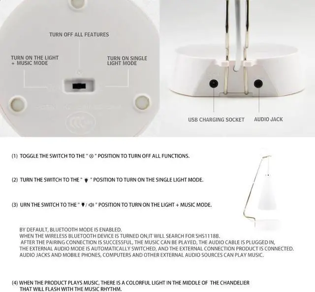 Alt view image 5 of 5 - Sensor LED Table lamp Bluetooth Speaker USB Rechargeable Desk lamp led study Reading Book lights for home bedroom lighting