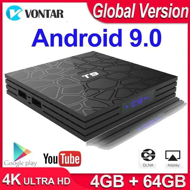 Main image of 9.0 TV BOX T9 Smart TV Box 4K Quad Core Media Player 4GB RAM 32GB/64GB ROM H.265 2.4G/5G WIFI USB 3.0 TVbox Set Top Box