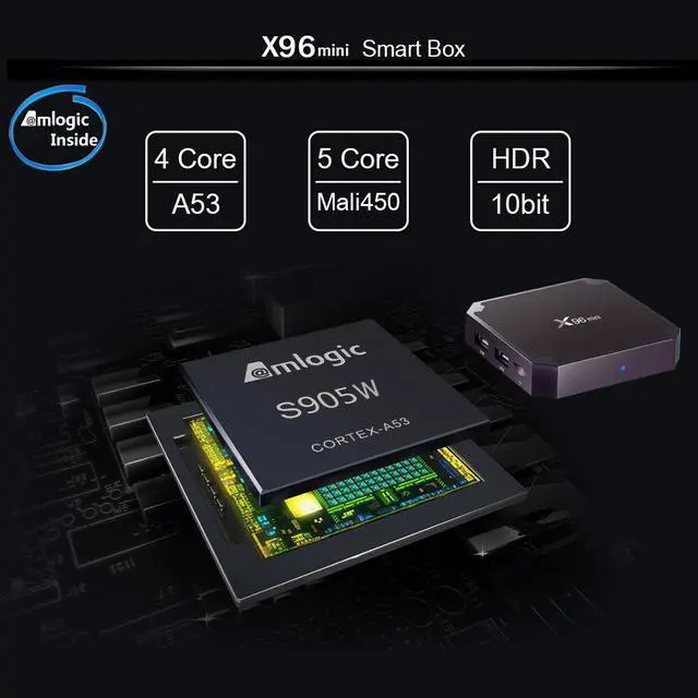 Alt view image 4 of 5 - mini Android TV BOX Amlogic S905W Quad Core 2.4GHz WiFi Android 7.1 1GB 8GB Smart TV Box Media Player 2GB 16GB Set top box