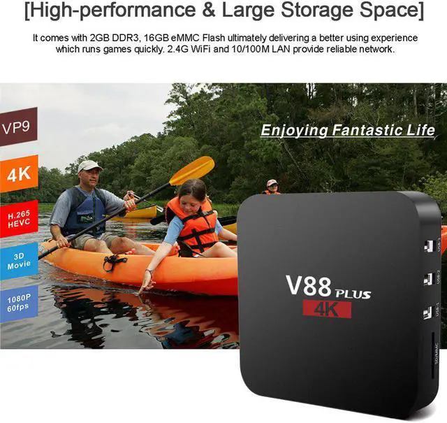 Alt view image 3 of 5 - V88 Plus RK3229 Quad Core 1080P 2+16GB Miracast TV Set-top Box for Android 7.1