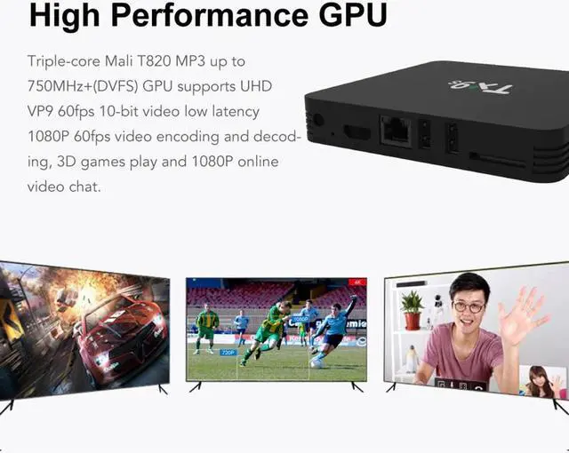 Alt view image 5 of 5 - Android Smart TV Box Amlogic S912 2GB 8GB 4K 60fps TVBox 2.4G Wifi 1000M Google Assistant Voice tanix  tv box