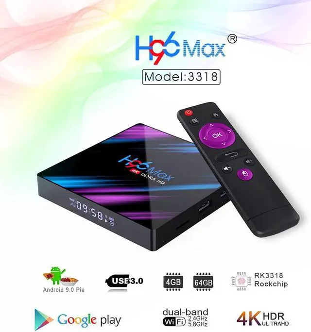 Alt view image 3 of 5 - 2020 H96 MAX RK3318 Android TV BOX Android 9 Smart TV BOX Max 4GB RAM 64GB ROM Google PlayStore Youtube 4K Set top Box 2GB 16GB