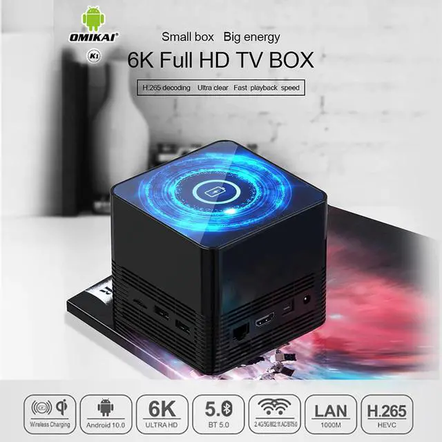 Alt view image 2 of 5 - K1 Wireless Charging TV Box Android 10 4GB RAM 32GB 10bit HDR 4K Dual Wifi 1000M LAN HD Media Player Youtube Google