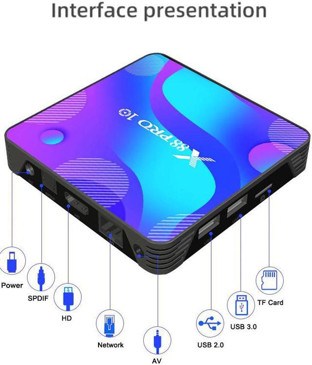 Alt view image 5 of 5 - TV BOX android 10 X88RRO10 RK3188 4K Dual Wifi BT Netflix Media player tv box Fast Set top box vs IPTV HK1MAX H96max6