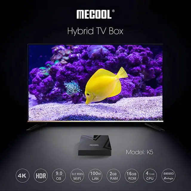 Alt view image 5 of 5 - Smart TV Box Android 9.0 Amlogic S905X3 Satellite Receiver K5 Quad Core 4K Media Player 2.4&5G 2T2R Dual WIFI Set top BOX