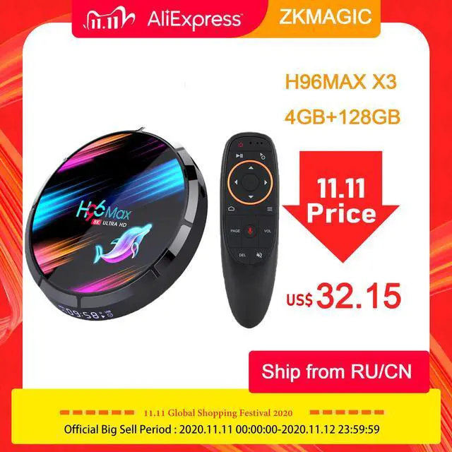 Main image of Box Android 9.0 H96 max X3 Amlogic S905X3 4GB 128GB 64GB smart box 8K android box H96X3