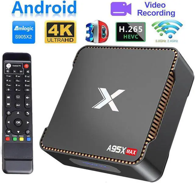Main image of MAX Android TV Box 4G 64GB Android 8.1 TVBox Amlogic S905X2 2.4G&5G Dual Wifi BT4.2 1000M Media Player Smart Set Top Box