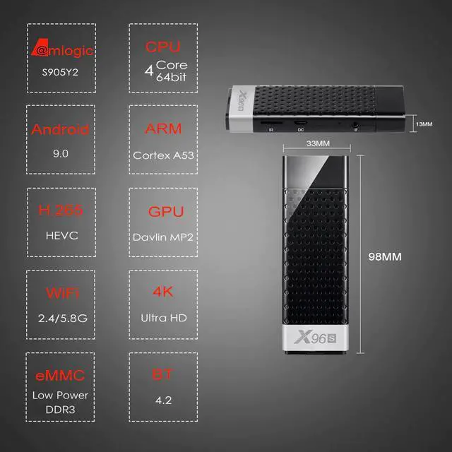 Alt view image 4 of 5 - TV Stick Android 9.0 TV Box X96S Amlogic S905Y2 DDR3 4GB 32GB X96 Mini PC 5G WiFi Bluetooth 4.2 TV Dongle 4K Media Player