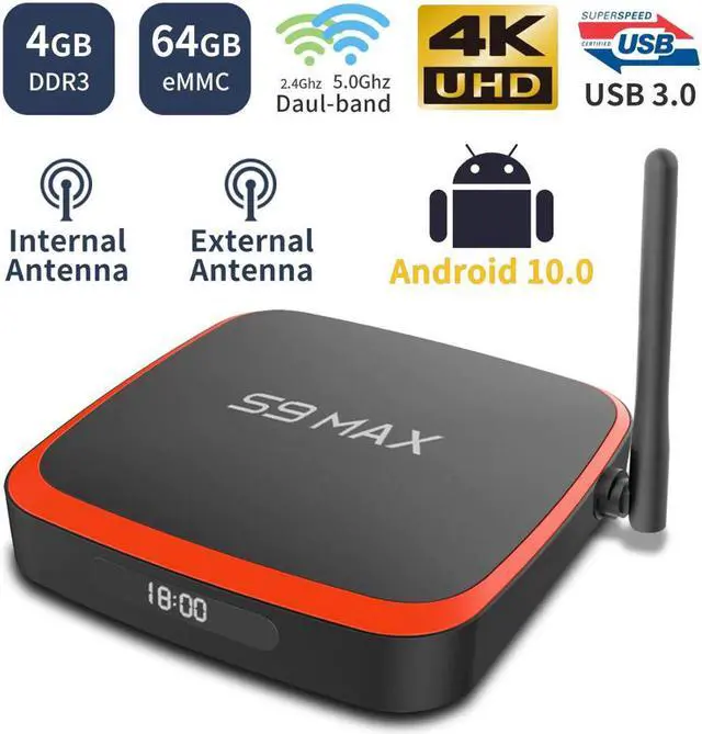 Main image of Max Android 10.0 Smart Tv Box RK3318 Quad Core 2.4G/5GHz Dual Wifi Antenna 4GB 64GB Google Play 4K Media Player Set Top Box