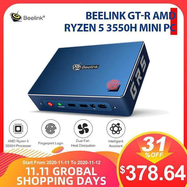 Main image of GTR  Ryzen 5 3550H Radeon Vega 8 Graphics WIFI 6 MINI PC 16GB 512GB 1TB Fingerprint Login Windows 10 Gaming TV BOX