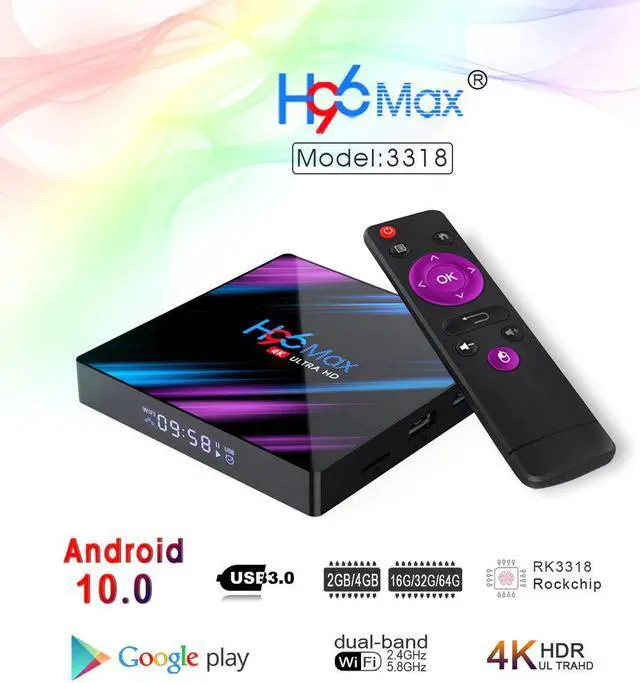 Alt view image 2 of 5 - MAX Smart TV Box Android 10.0 4G 64GB Quad Core Wireless IPTV Box 4K USB Netflix Youtube Android 10 Set Top Box Media Player