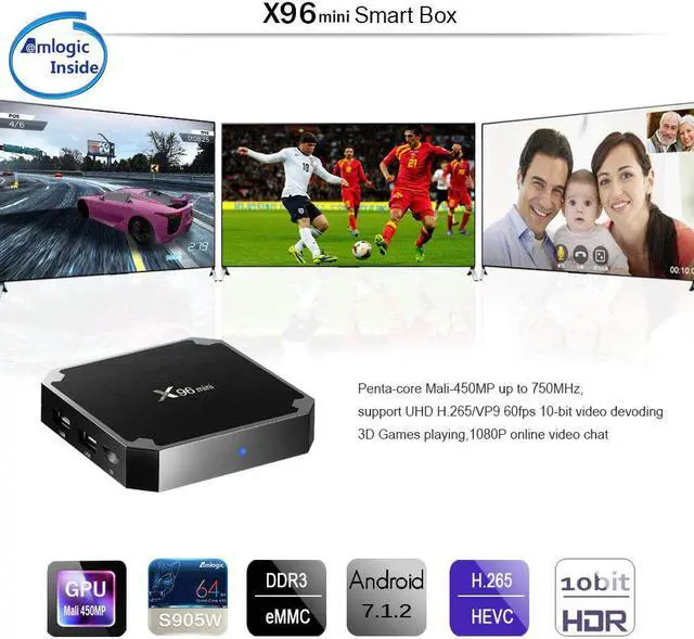 Alt view image 5 of 5 - X96 mini Android 7.1 Smart TV BOX X 96 2GB/16GB 1GB/8GB Amlogic S905W Quad Core support 4K 30tps 2.4GHz WiFi Set top box