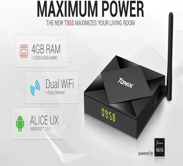 Alt view image 5 of 5 - 2020 Smart TV Box M3u QHDTV Allwinner H616 Android 10.0 Set-Top Boxes 4GB RAM 64GB ROM TaNix TX6S 8K 2.4G/ 5G WIFI Bluetooth