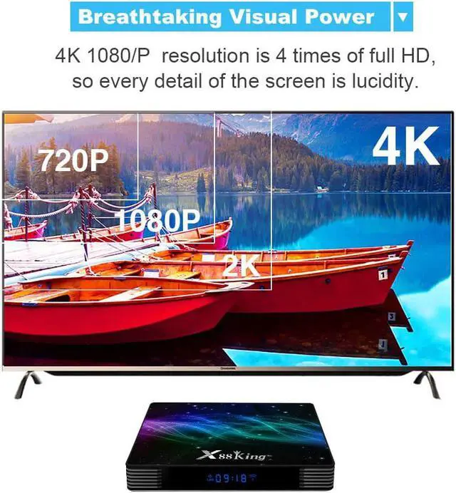 Alt view image 5 of 5 - King Smart TV Box Android 9.0 Amlogic S922X 4K 4GB 128GB Media Playe Youtube 60fps 2.4GHz&5G WiFi BT5.0 Set Top Box