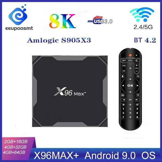 Main image of max plus Smart TV Box Android 9.0 TVBox Amlogic S905X3 4GB 32GB 64GB 8K 1080P HD Media Player Dual WIFI Max Set top Box