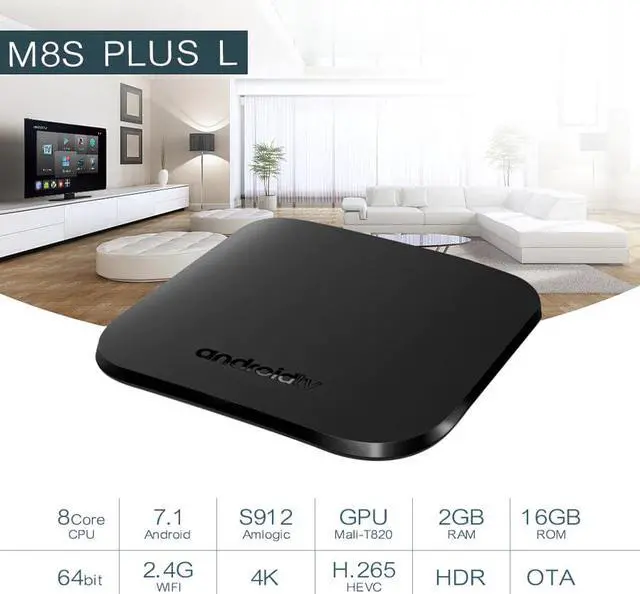 Alt view image 5 of 5 - Octa Core Amlogic S912 2GB 16GB Smart Android TV Box 2.4G WiFi Miracast HDR Full Android Set Top Box M8S Plus L